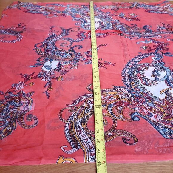 Salty Lemon Sheer Beach Cover Up One Size Paisley Kaftan Orange Red Boho - Picture 6 of 8